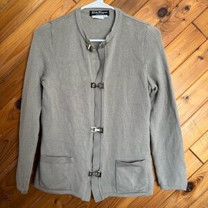 Salvatore Ferragamo Taupe Cardigan Sweater